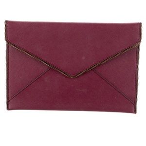 Rebecca Minkoff Saffiano Leather Envelope Clutch in Burgundy